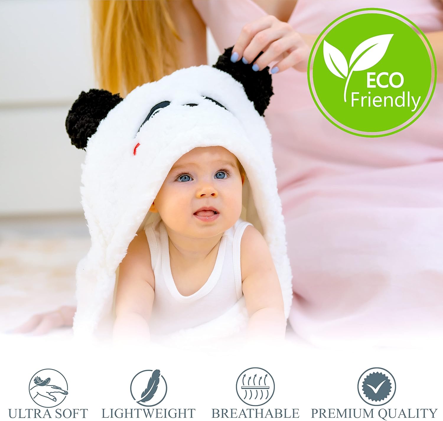 Newborn Panda Swaddle Blanket 0-6 Months Gender Neutral