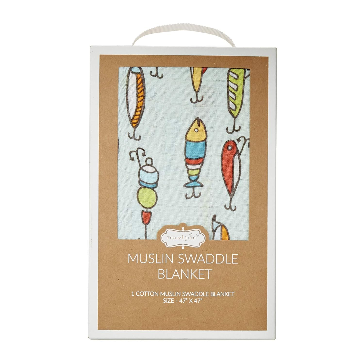 Mud Pie Kids Fishing Muslin Swaddle Blanket