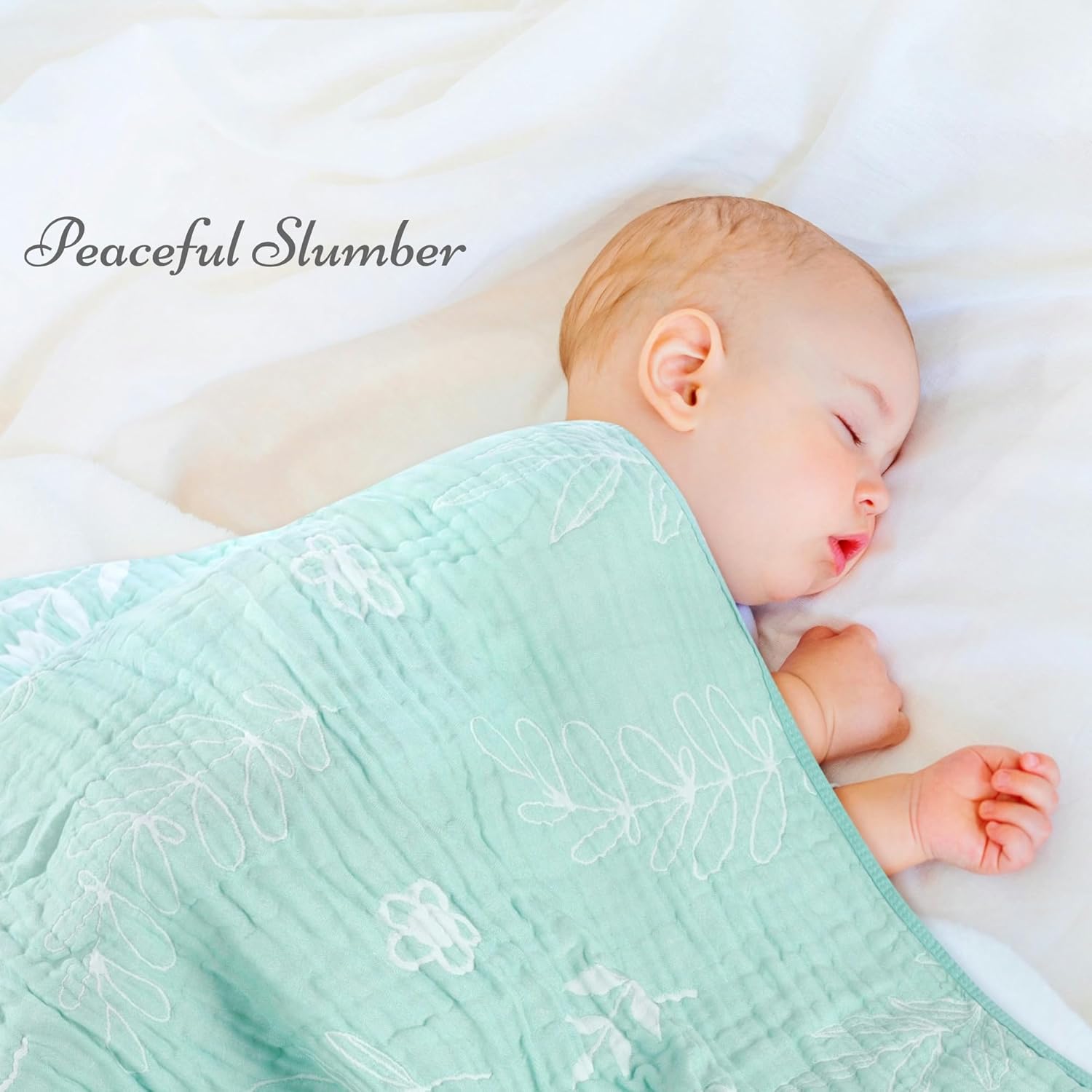 HardNok Ultra-Soft Muslin Baby Blanket - 43x43 Leaf Floral