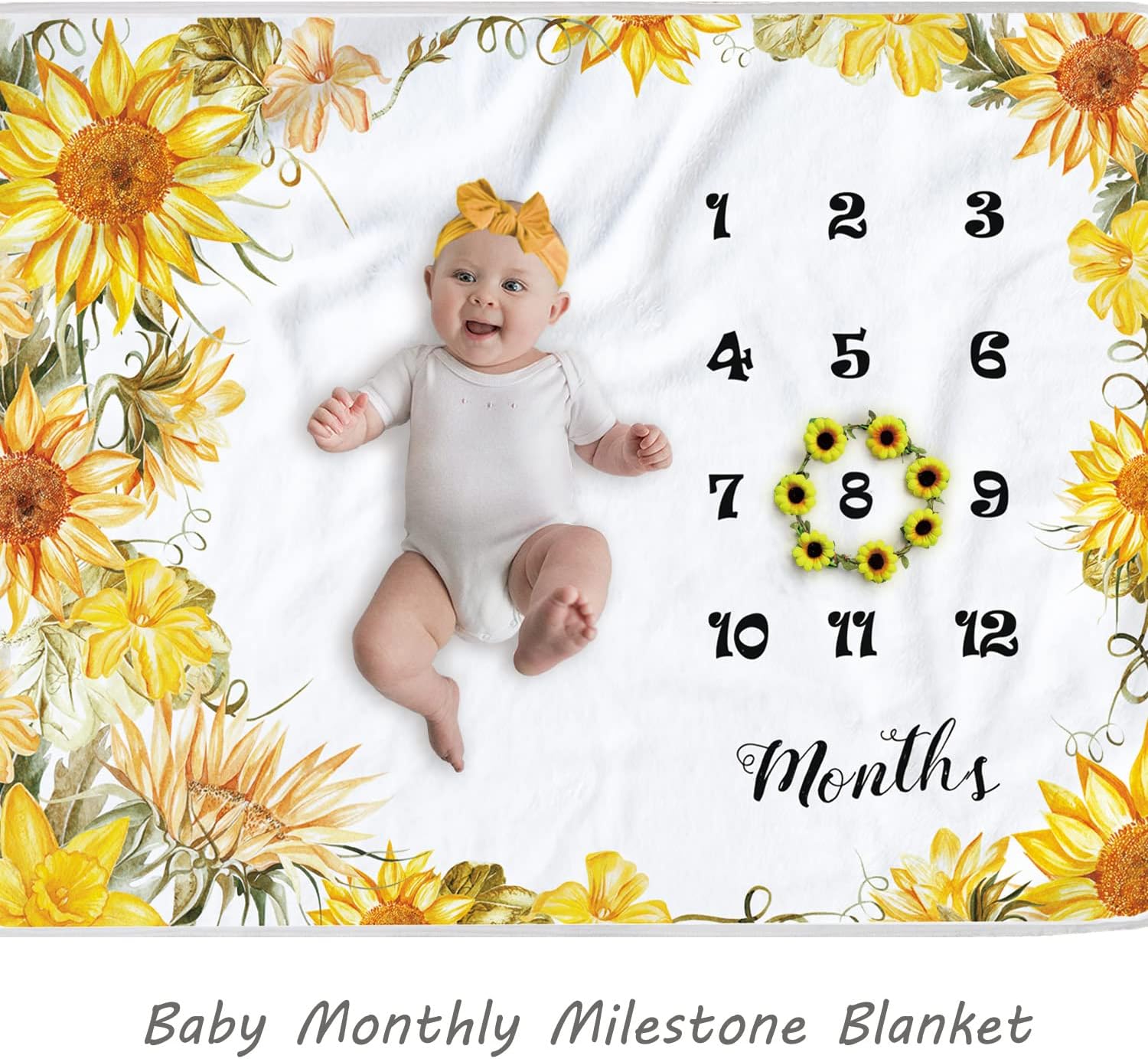 Yoothy Sunflower Baby Monthly Milestone Blanket for Girls