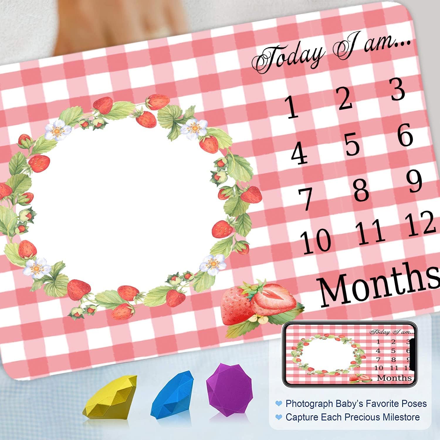 FHZON Strawberry Wreath Swaddling Blanket 48x40in