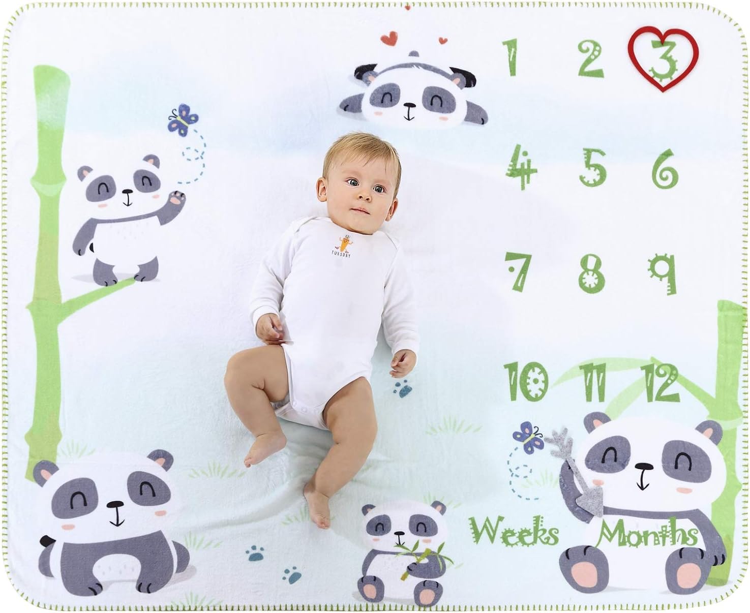 InnoBeta Baby Monthly Milestone Blanket Panda Design