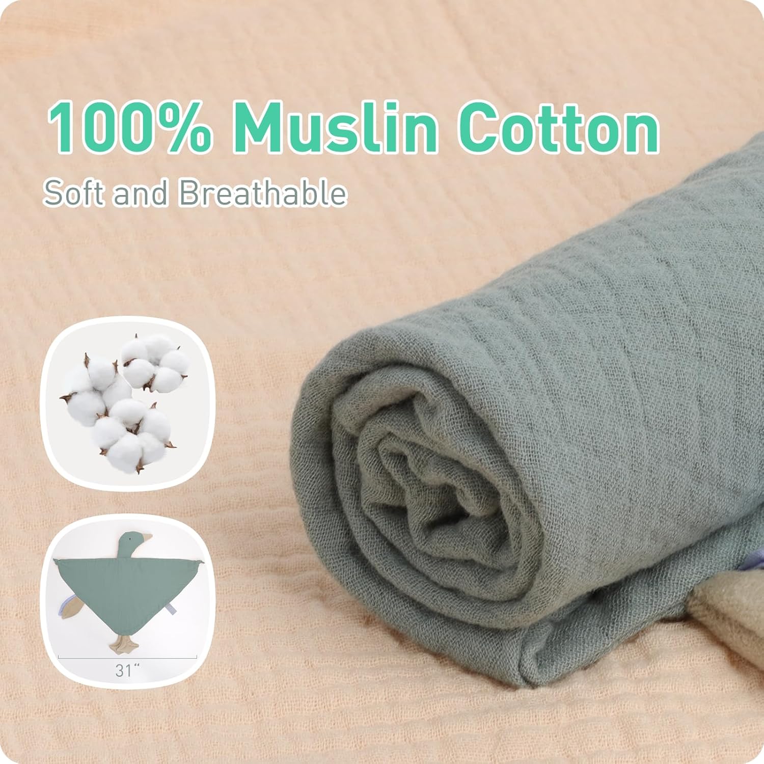 Knirose Muslin Cotton Goose Loveys for Baby Comfort