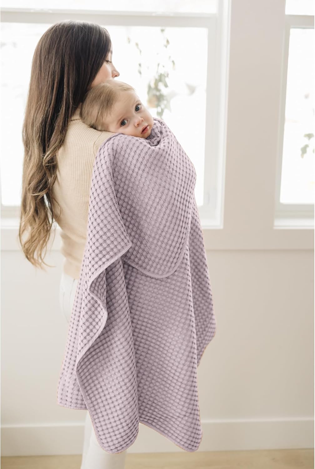 Konssy Waffle Baby Blanket - Soft Cozy Nursery Swaddle for Boys Girls