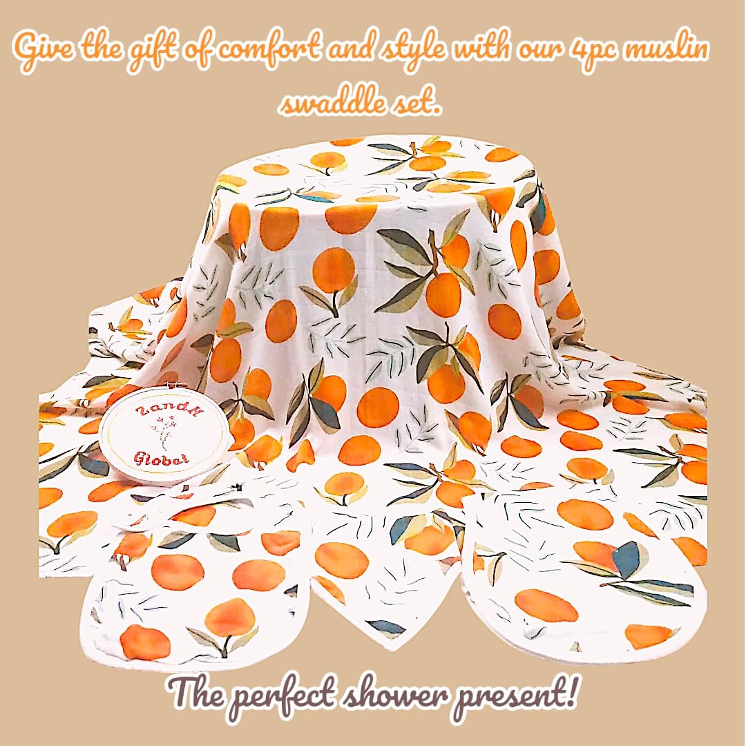 ZandH Global 4pc Clementine Muslin Swaddle Set