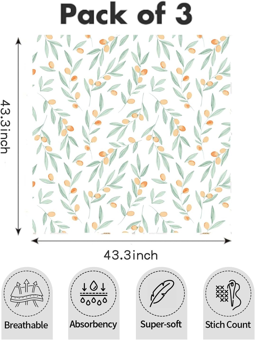 CoolaPeach 3 Pack Muslin Swaddle Blankets for Baby Boys and Girls