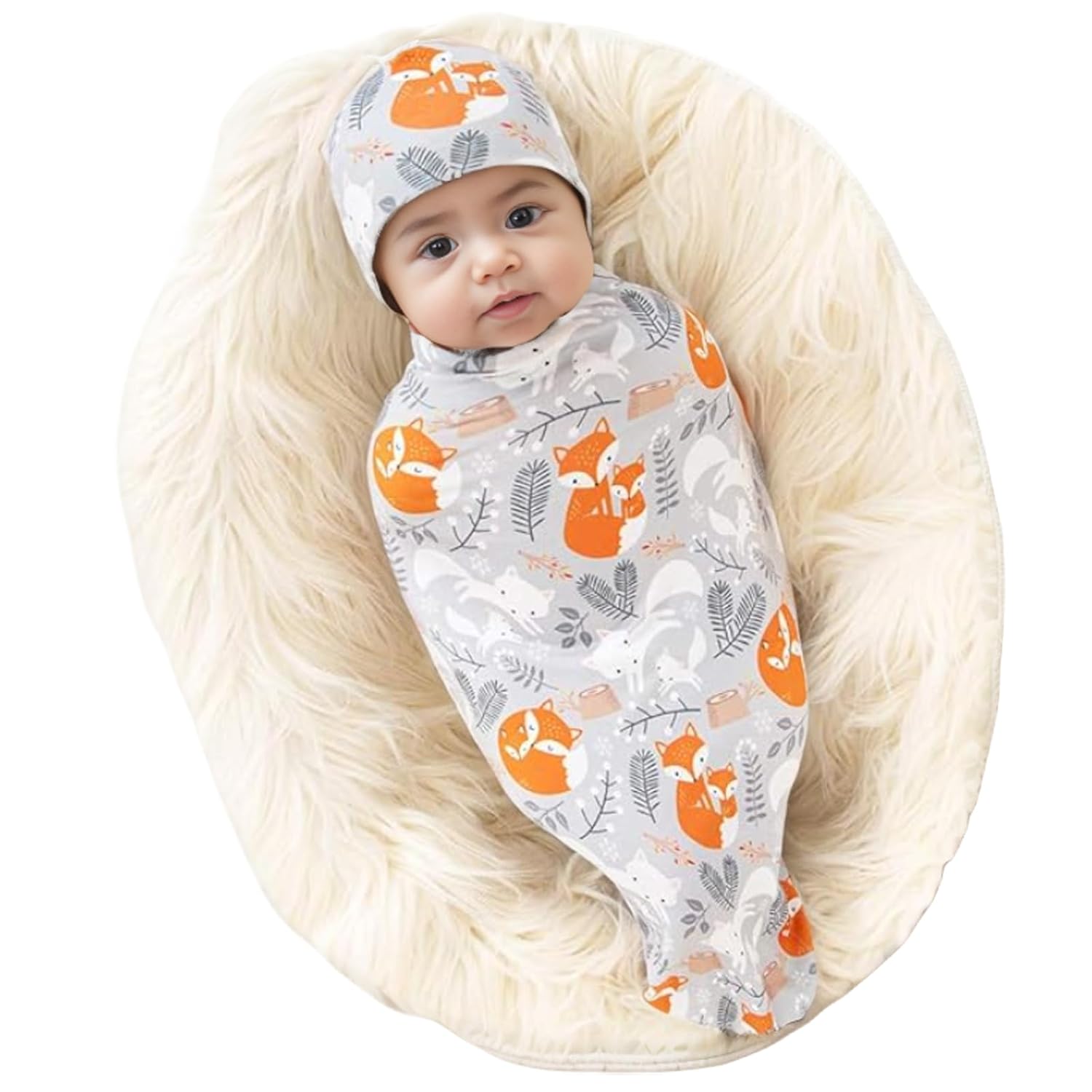 Galabloomer Newborn Swaddle Blanket with Beanie Set Gold Arrow