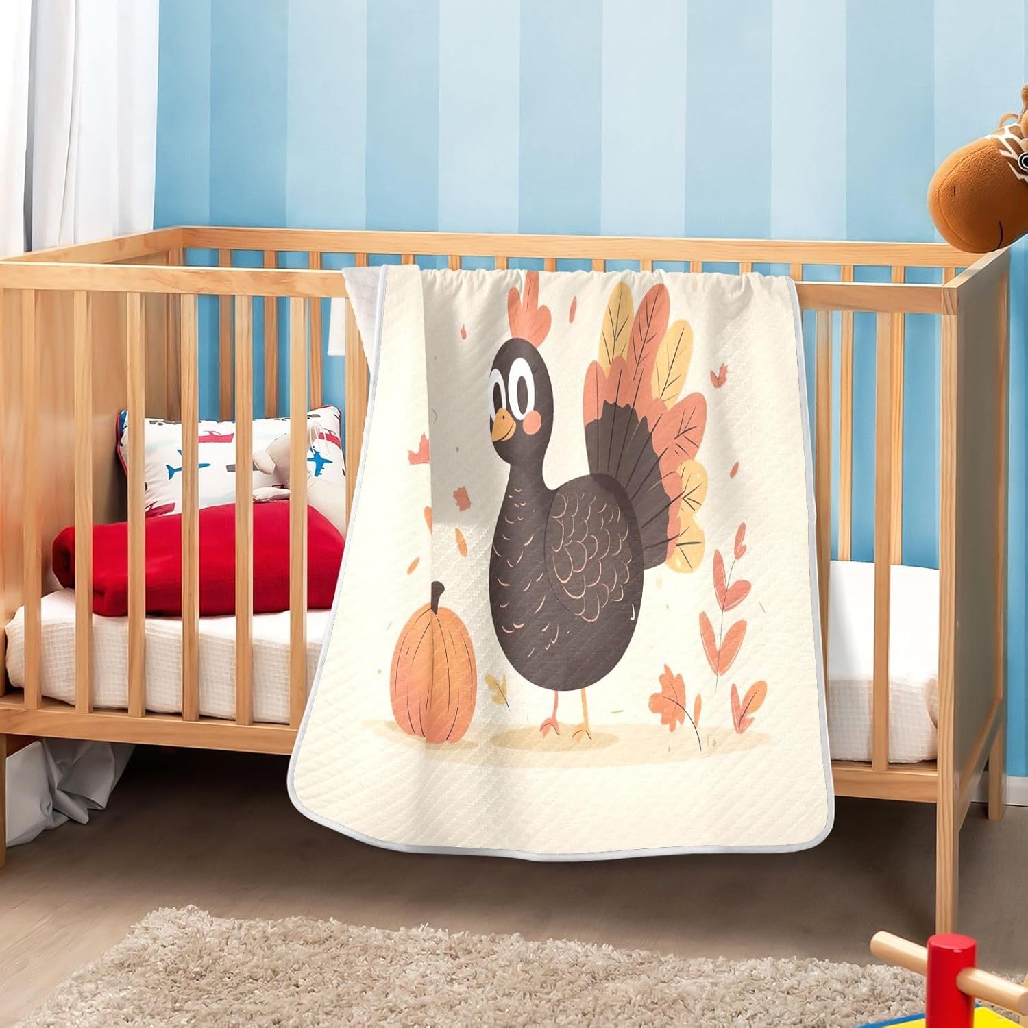 Thanksgiving Turkey Baby Blanket Unisex 30x40 Inch