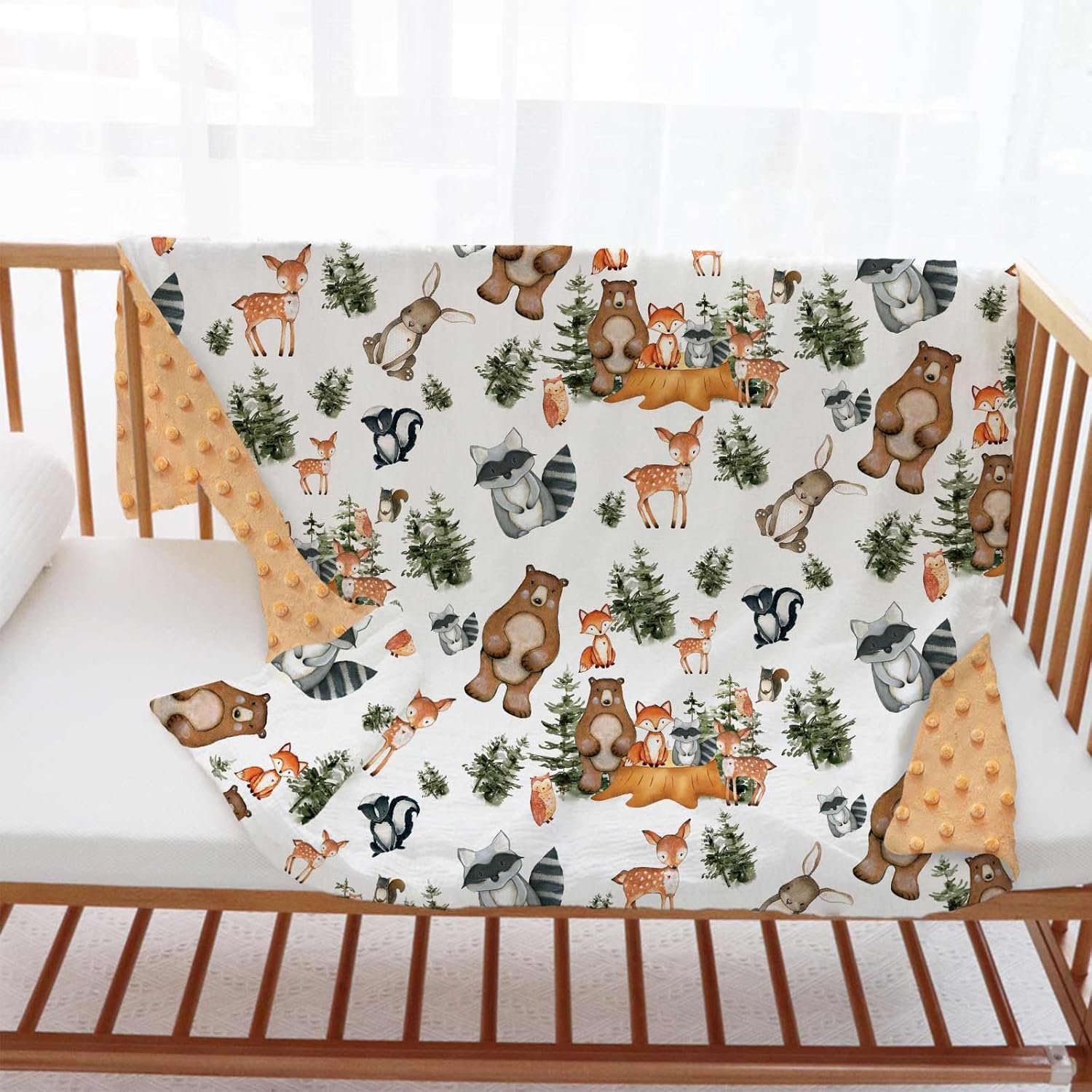 Buerhanerry Woodland Animal Baby Blanket 30x40 Soft Minky with Double Layer Dotted Backing