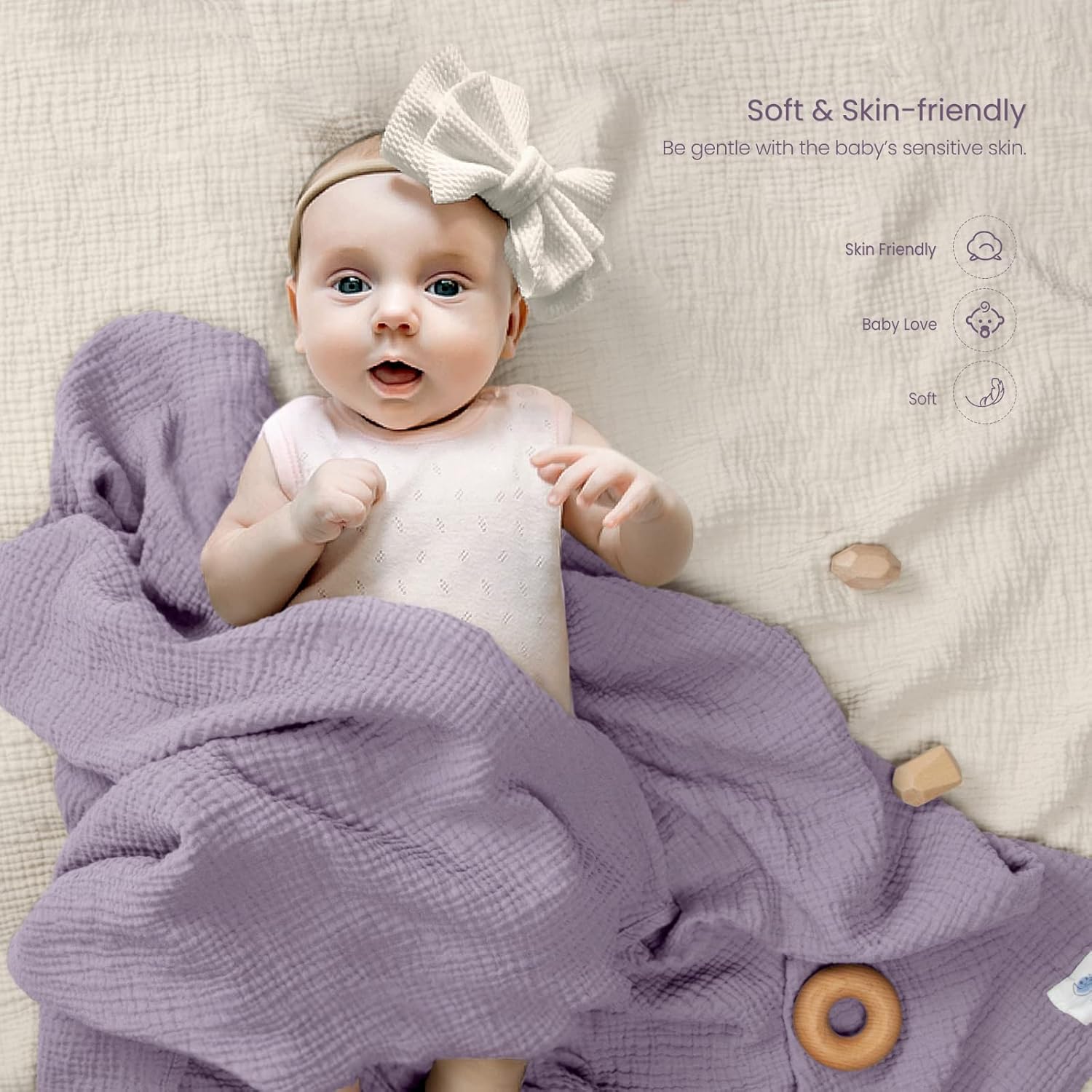 Lulumoon Muslin Swaddle Blanket 2Pack Purple
