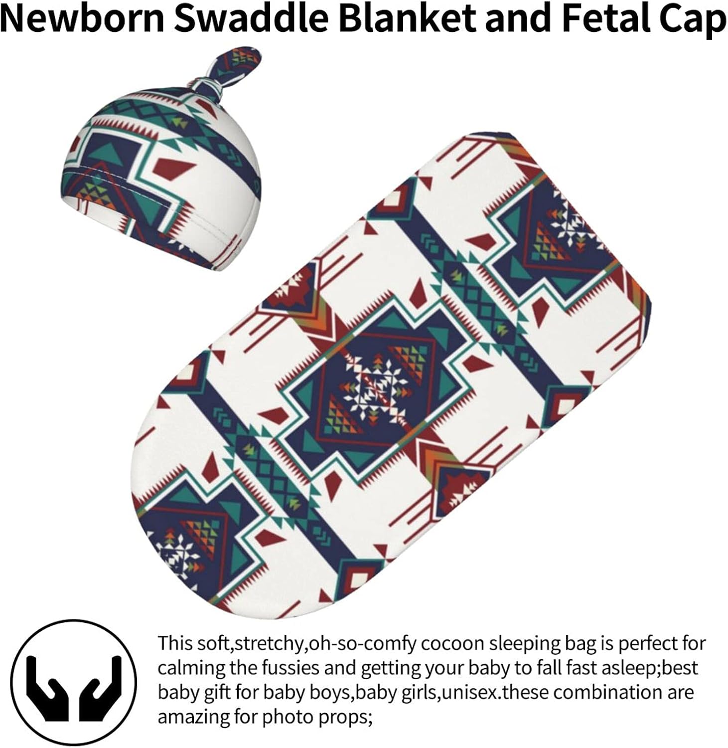 Osvbs Western Aztec Swaddle Blanket Beanie Set