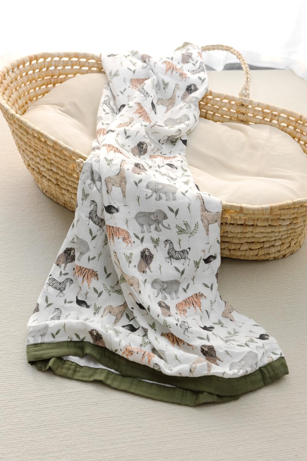 Little Jump Muslin Blanket - 47 x 47 Jungle Print Twin Blanket