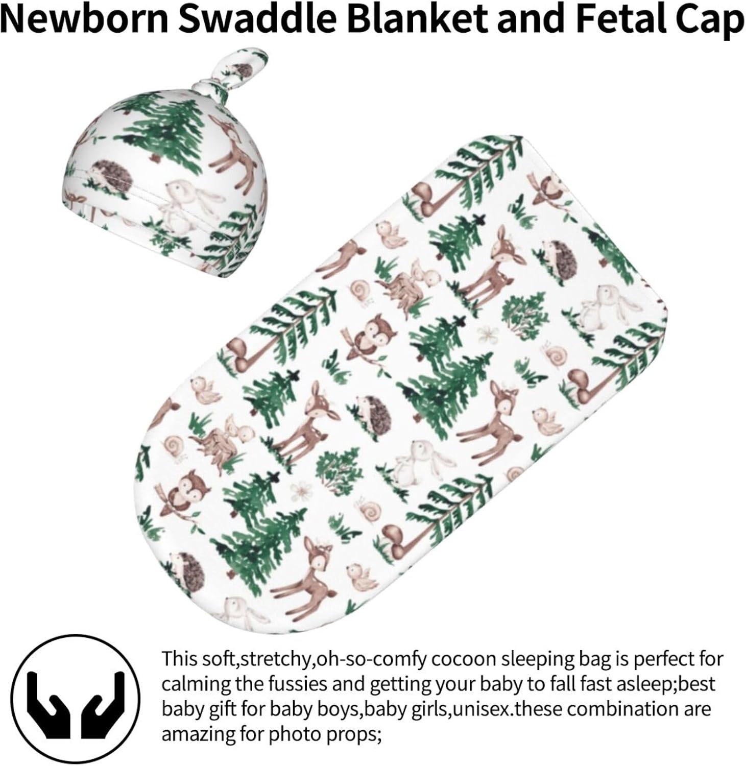 Sozzjile Deer Swaddle Blanket with Beanie Set