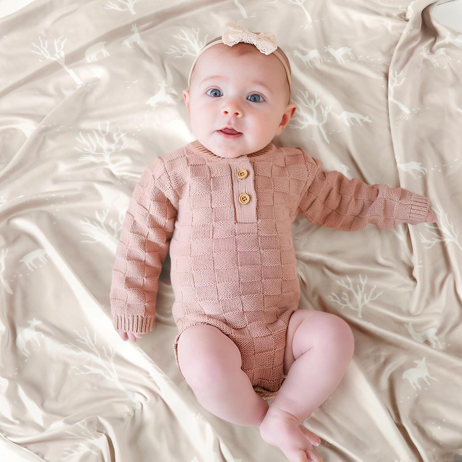 GRSSDER Blush Pink Swaddling Blanket for Baby Girls 1