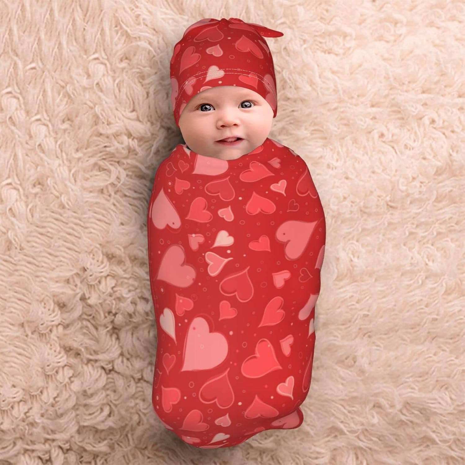 AuHomea 2Pcs Valentine Swaddle Blanket for Newborns and Toddlers