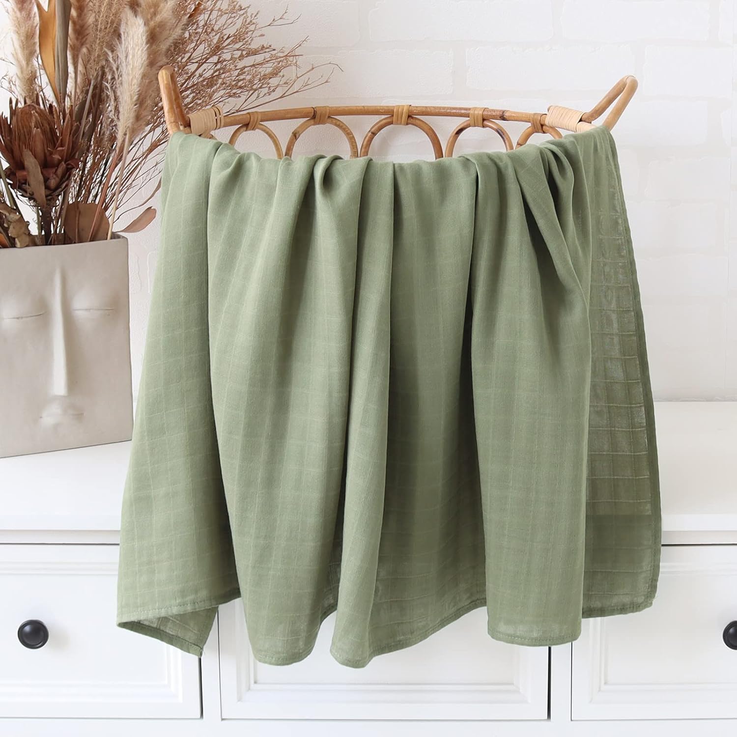 LifeTree Muslin Swaddle Blanket - 47 x 47 Bamboo-Cotton Blend