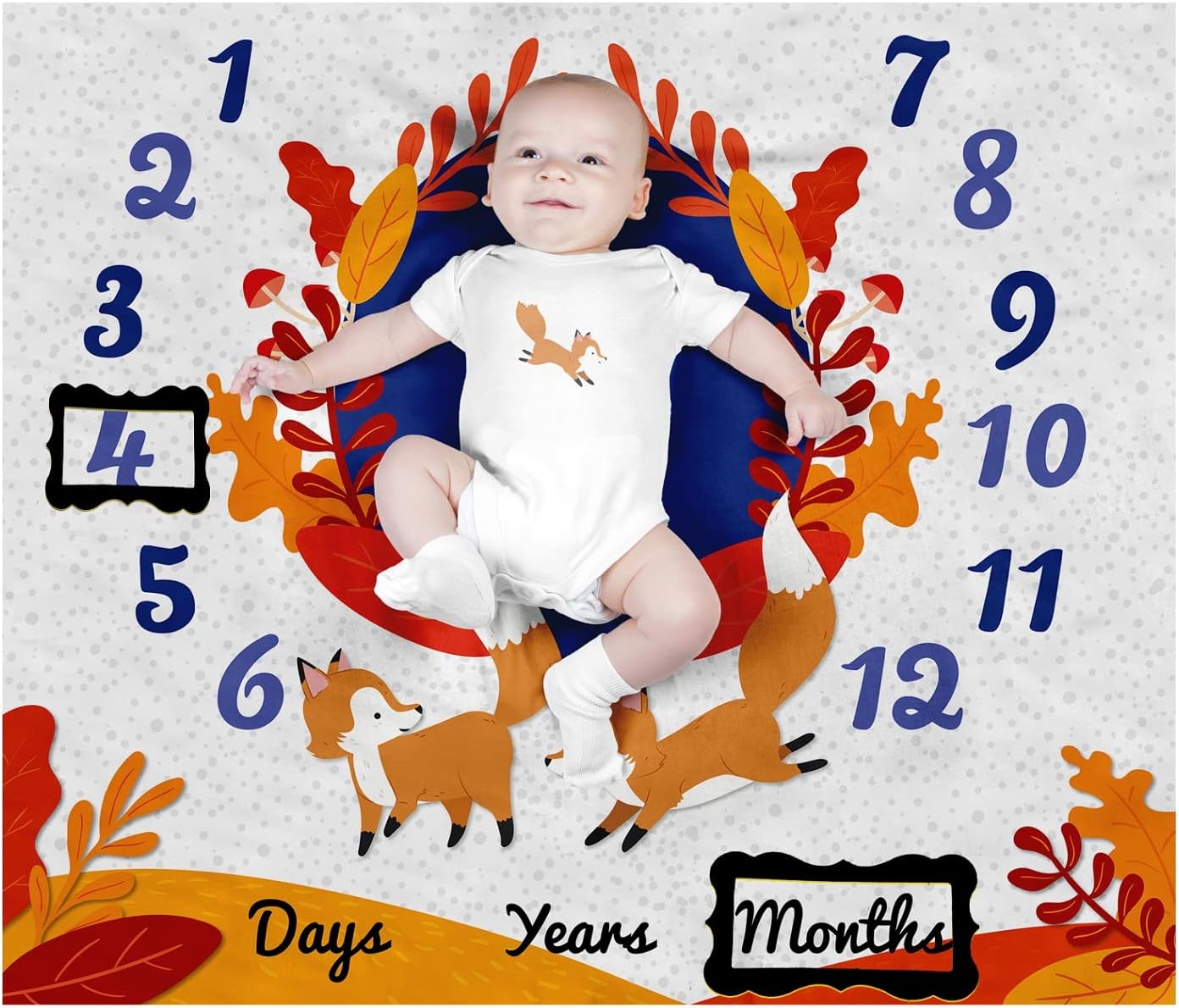PAMBO Fox Theme Baby Milestone Blanket - Photo Shower Gift