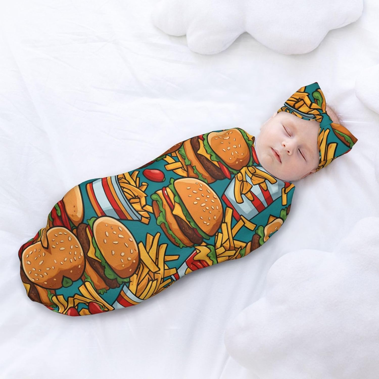 Cute Burger Fries Baby Swaddle Set for Newborn