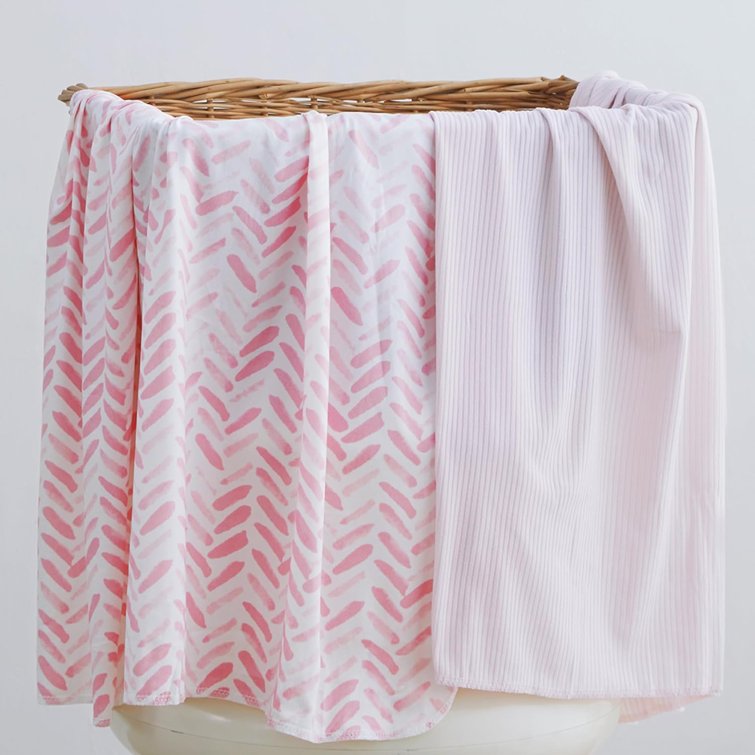Jersey Swaddle Blanket Ultra Soft Stretchy 40 x 30 Inches 2 Pcs Pink