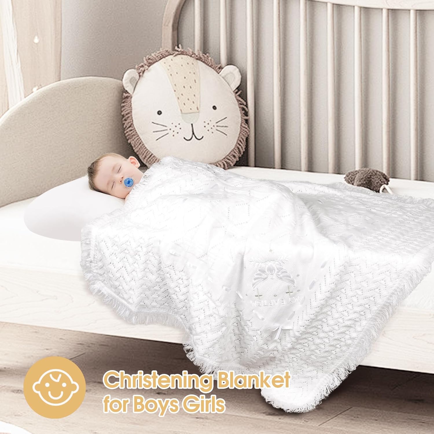 Runeaoys Baby Blanket Swaddle Shawl for Baptism Christening Gifts