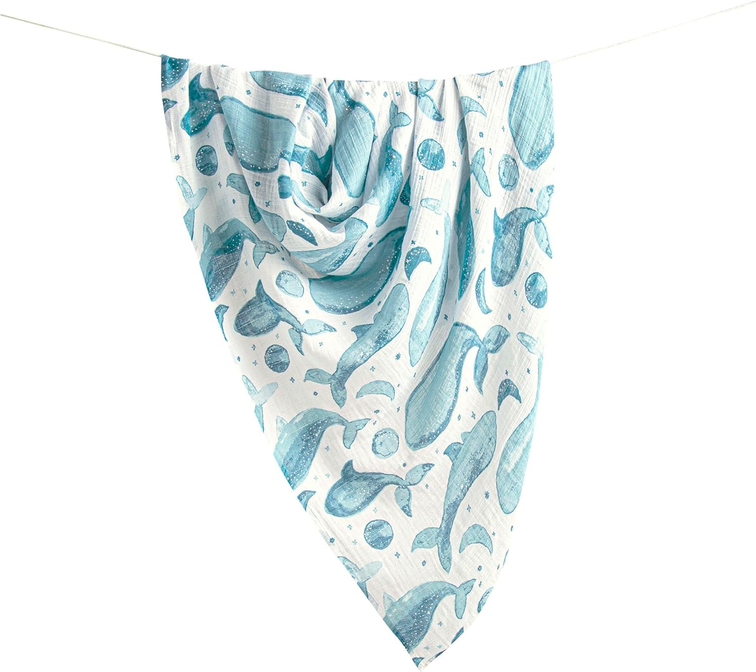 Crane Baby Muslin Swaddle Blanket - Caspian Ocean Set of 2