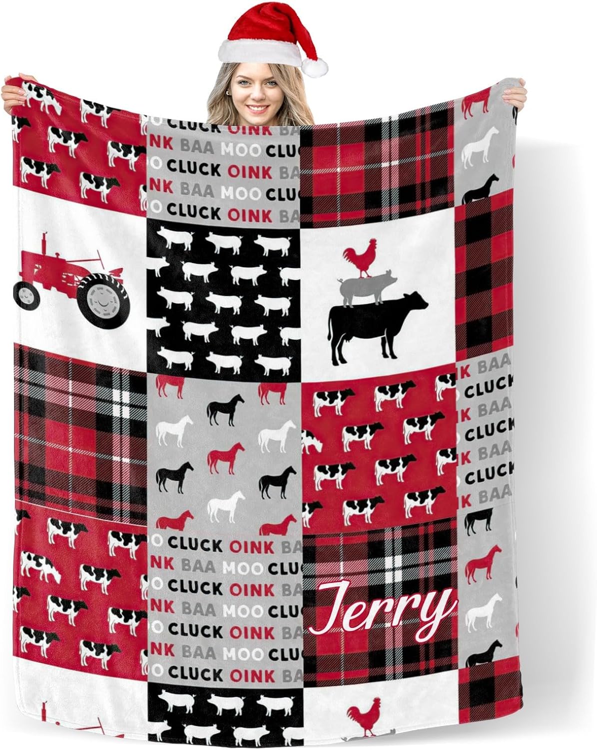 Custom Blanket with Name Farm Life Tractor Patchwork Swaddling Blanket 30X40inch
