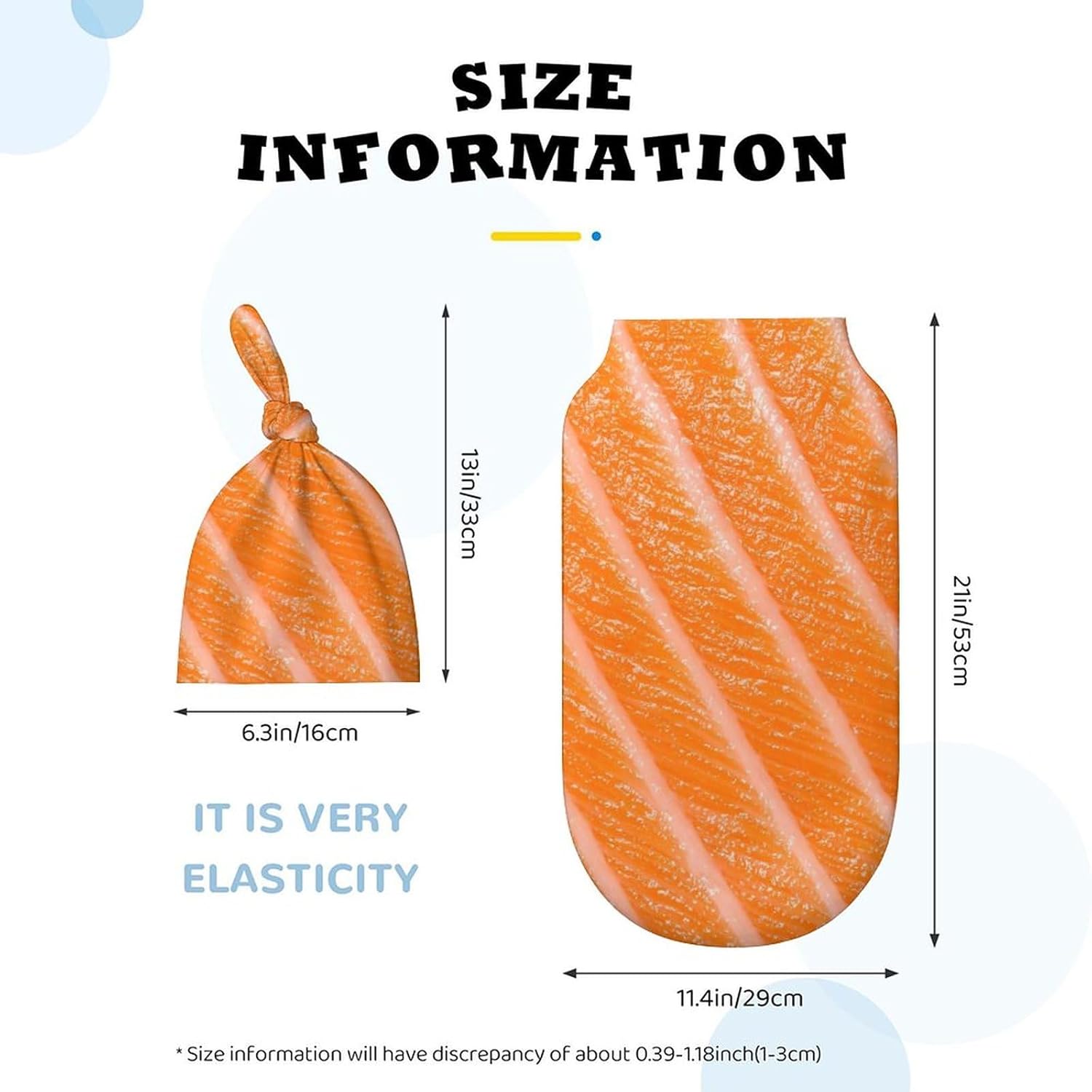 3D Funny Food Salmon Sushi Baby Swaddle Blanket with Hat