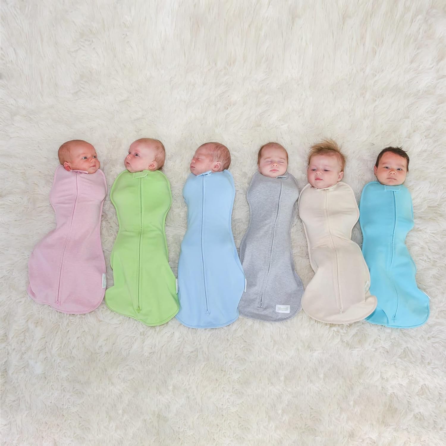 Woombie Original Baby Swaddling Blanket - Zipper Twilight Stripes 14-19 lbs