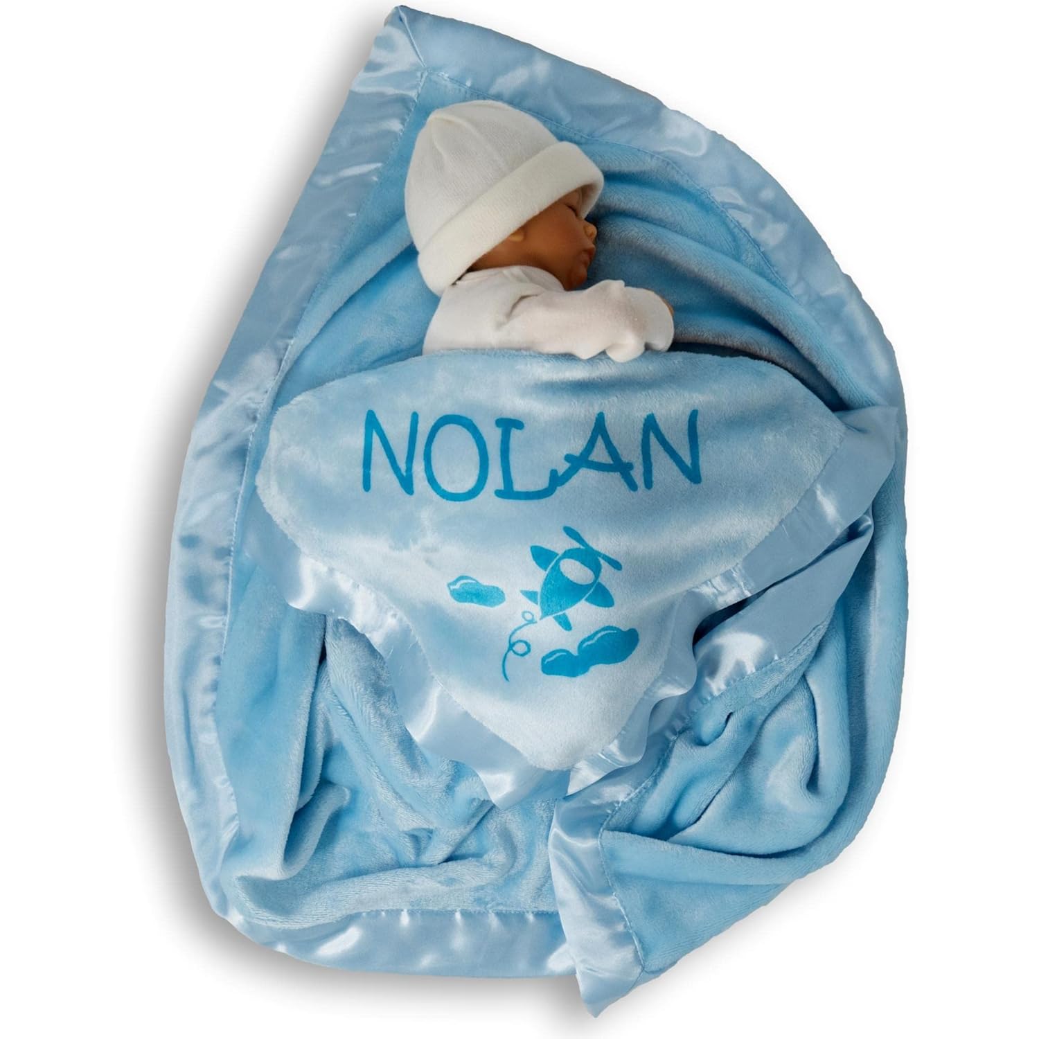 Custom Catch Personalized Baby Blanket - 36 Inch Plush with Satin Trim