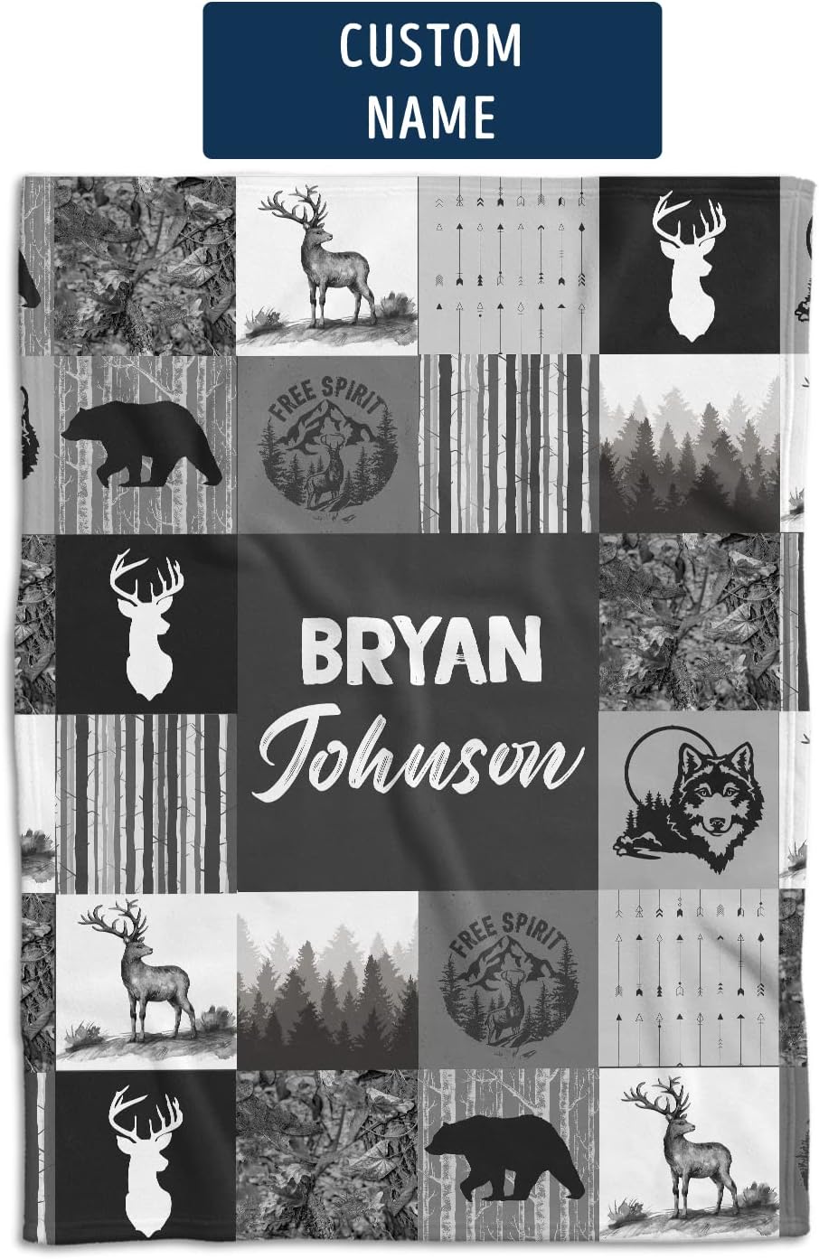 Hykuc Personalized Woodland Baby Blanket with Name