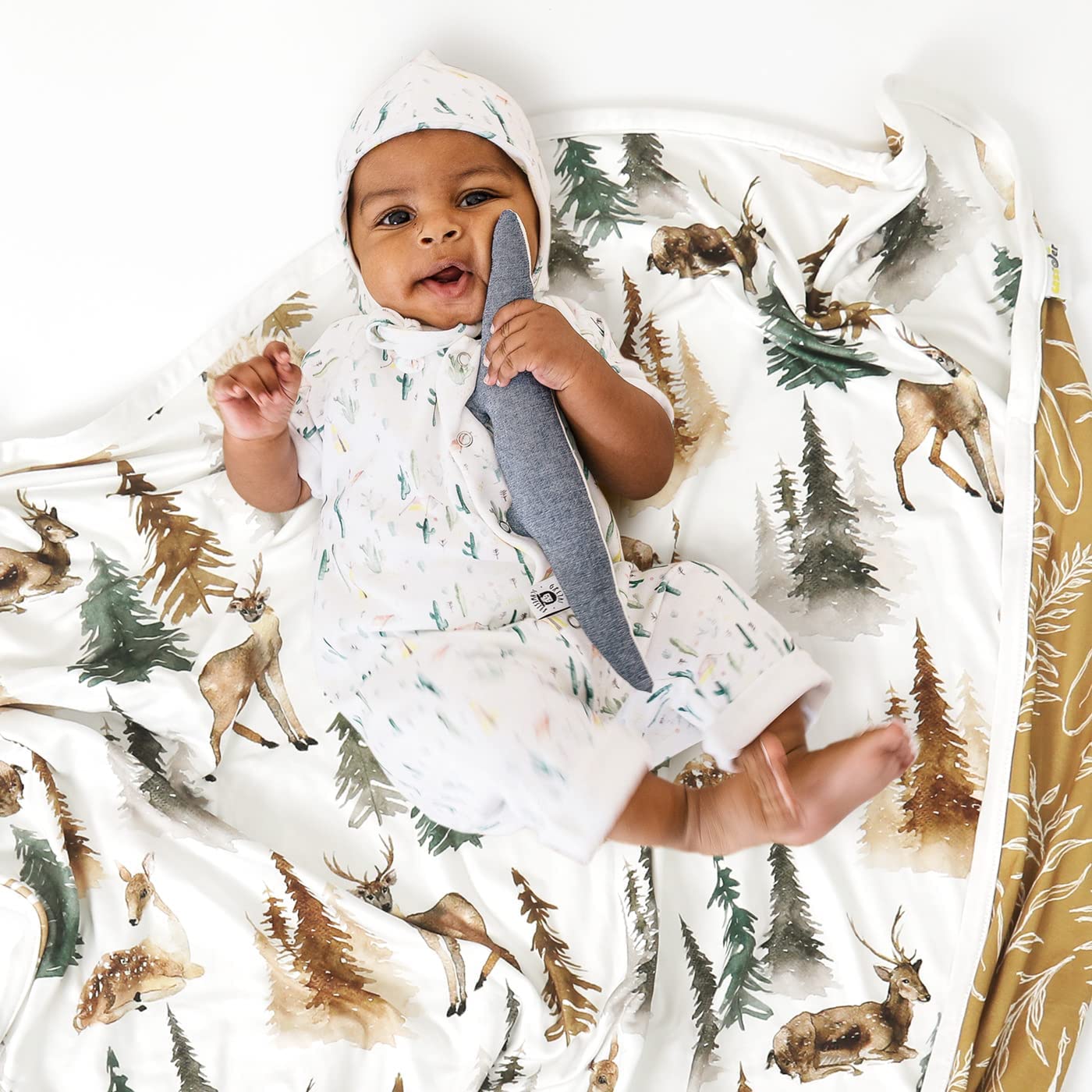GRSSDER Swaddle Blankets 2 Pack Baby Boys Deer Forest