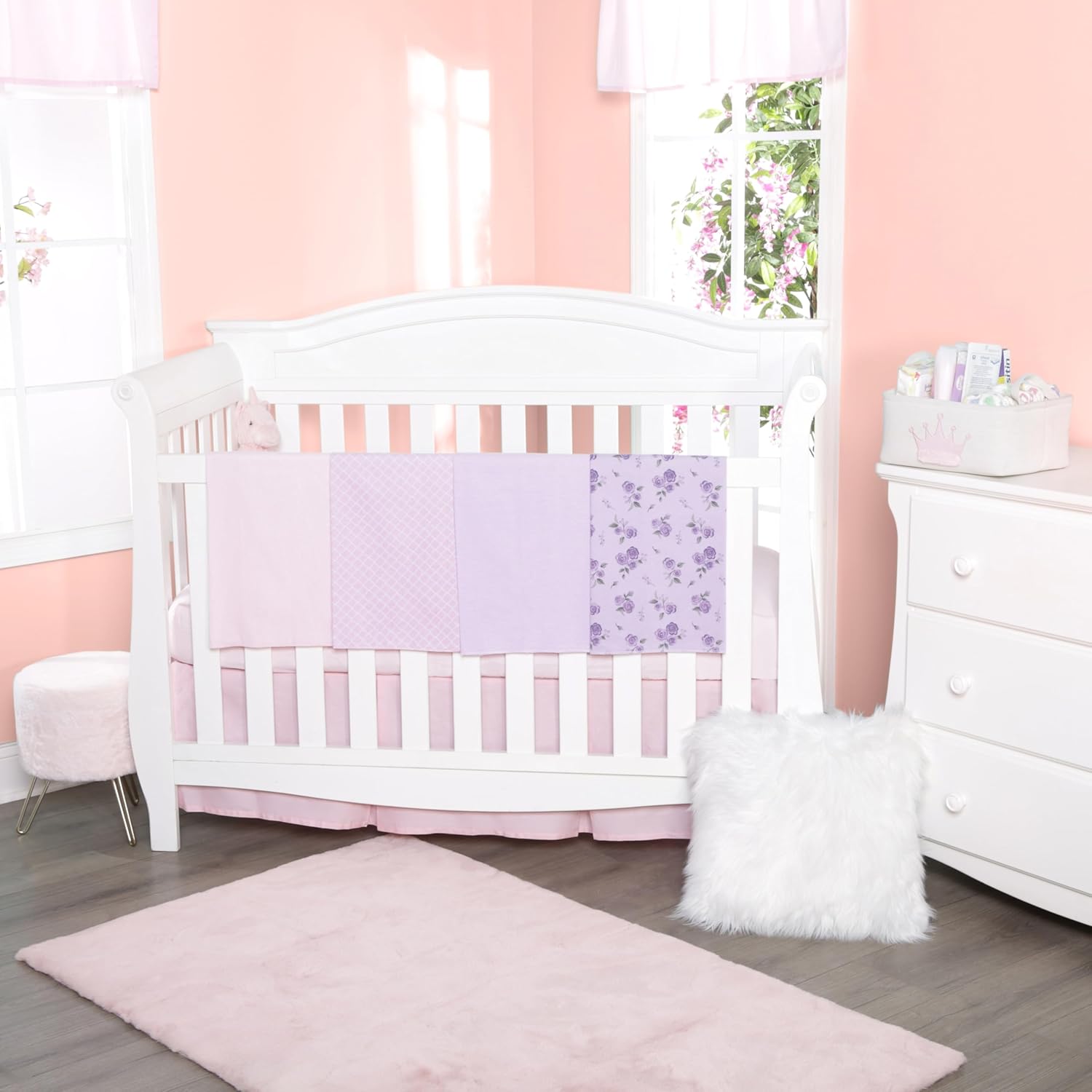 EVERYDAY KIDS Soft Flannel Swaddle Blanket Set for Newborn Baby Girls