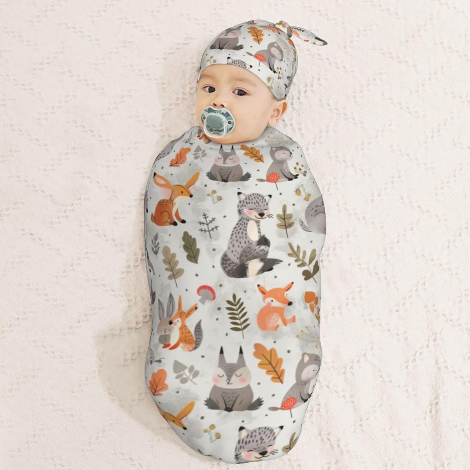 KiuLoam Newborn Swaddle Blanket with Hat Set