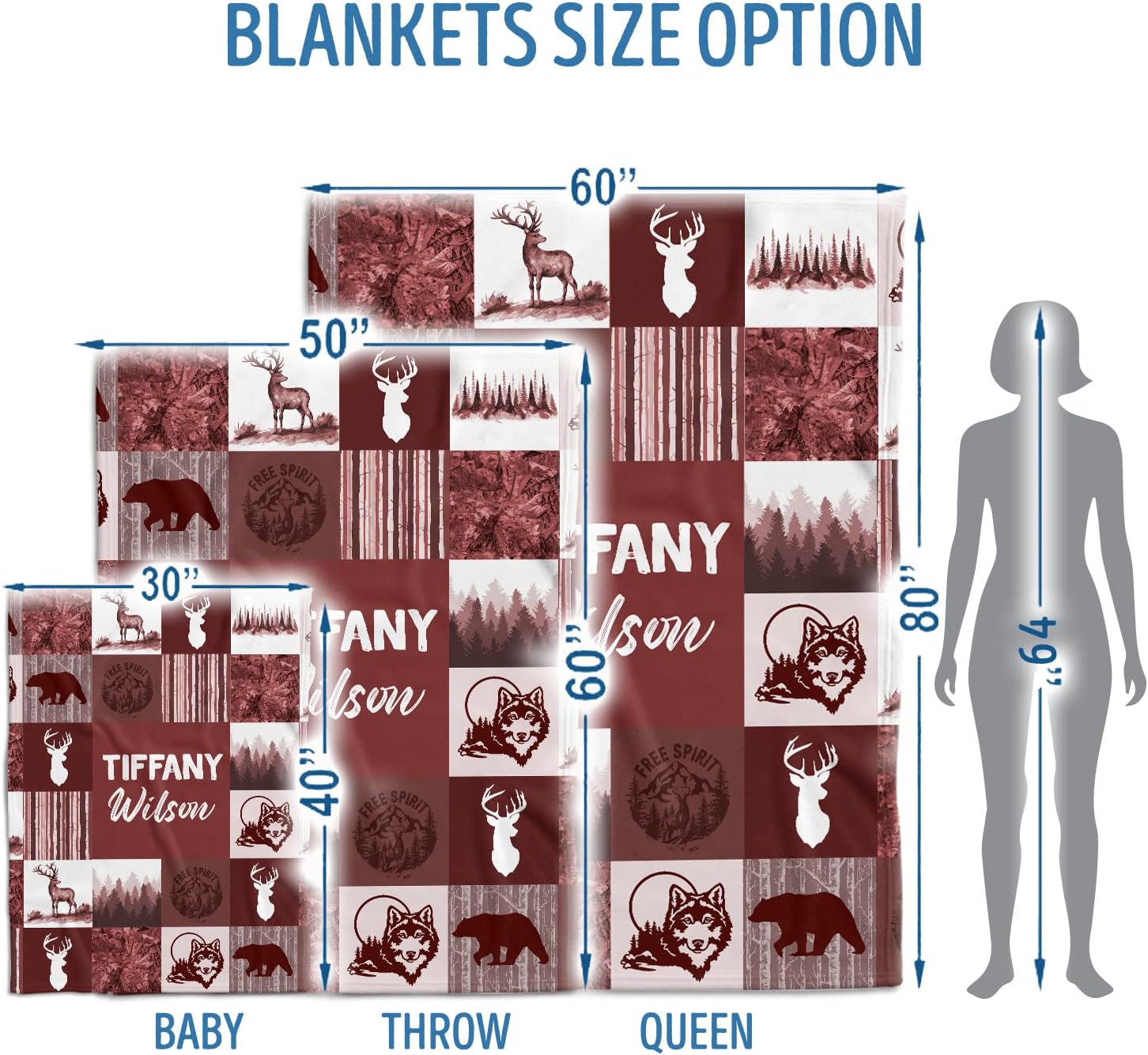 Hykuc Personalized Woodland Baby Blanket with Name 1