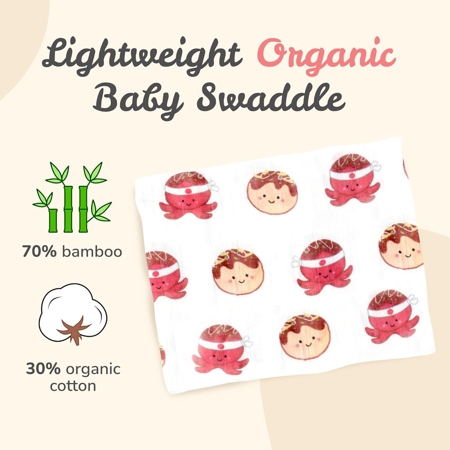 The Wee Bean Organic Cotton Bamboo Rayon Muslin Swaddle Blankets Set of X