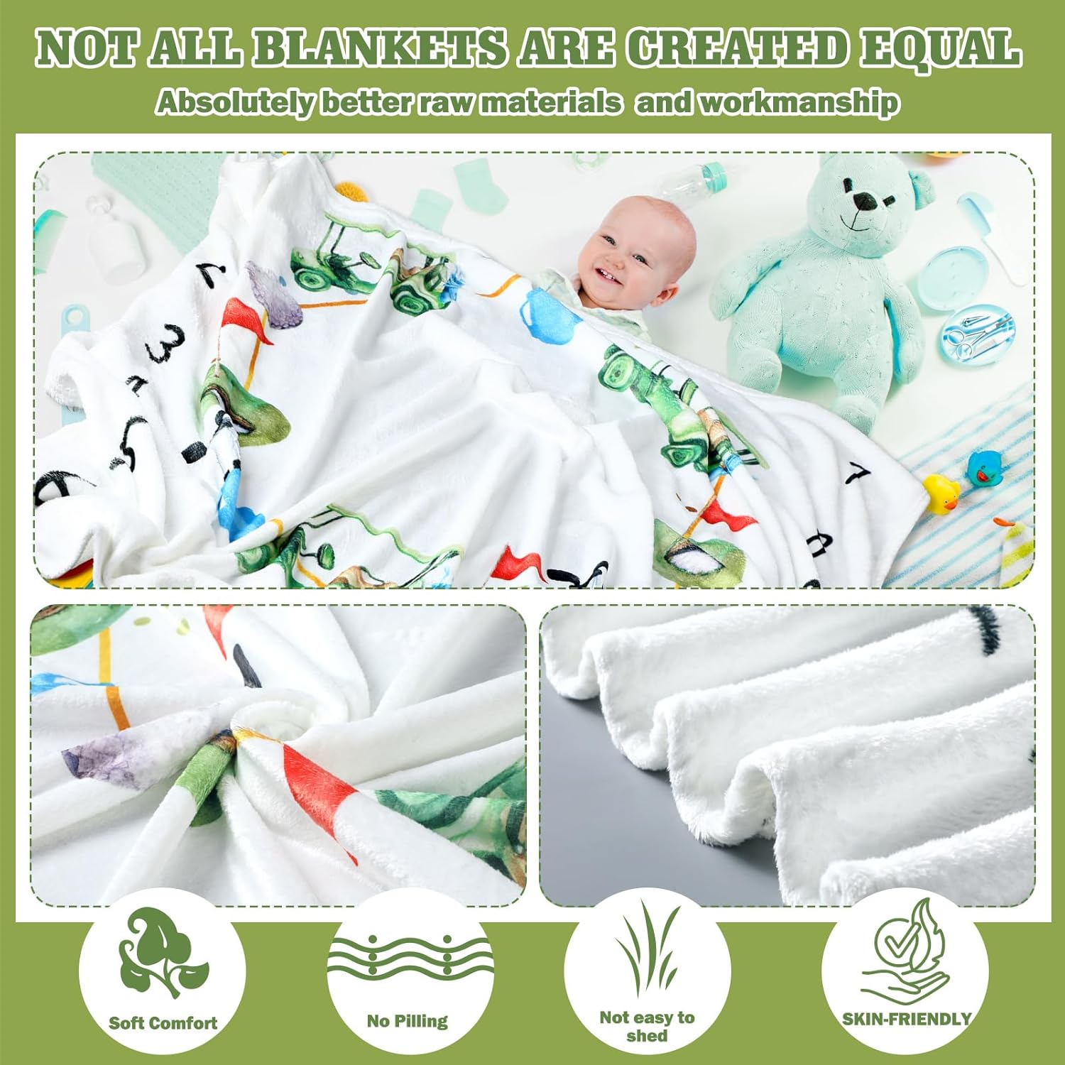 Mindsoft Golf Print Monthly Milestone Blanket