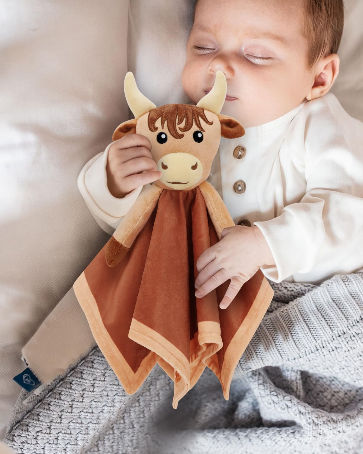 Highland Cow Baby Lovey Security Blanket - Newborn Gift