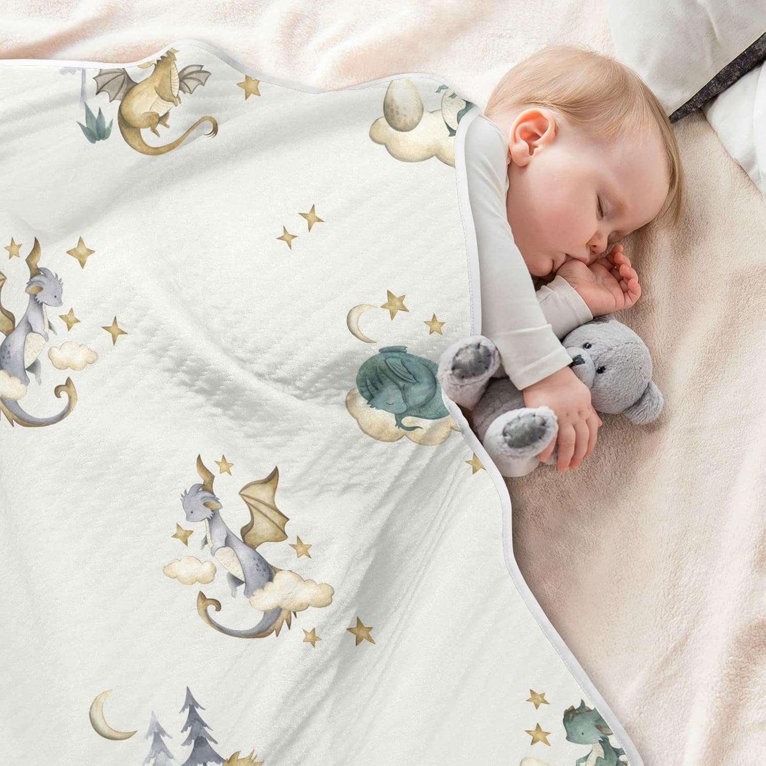 Dragon Baby Cotton Swaddle Blanket - 30x40 Inches Lightweight Soft Blanket for Infants
