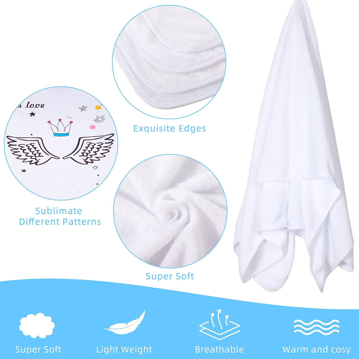 Macarrie 2-Piece Sublimation Blanket - Fuzzy Baby Swaddle Receiving Blanket