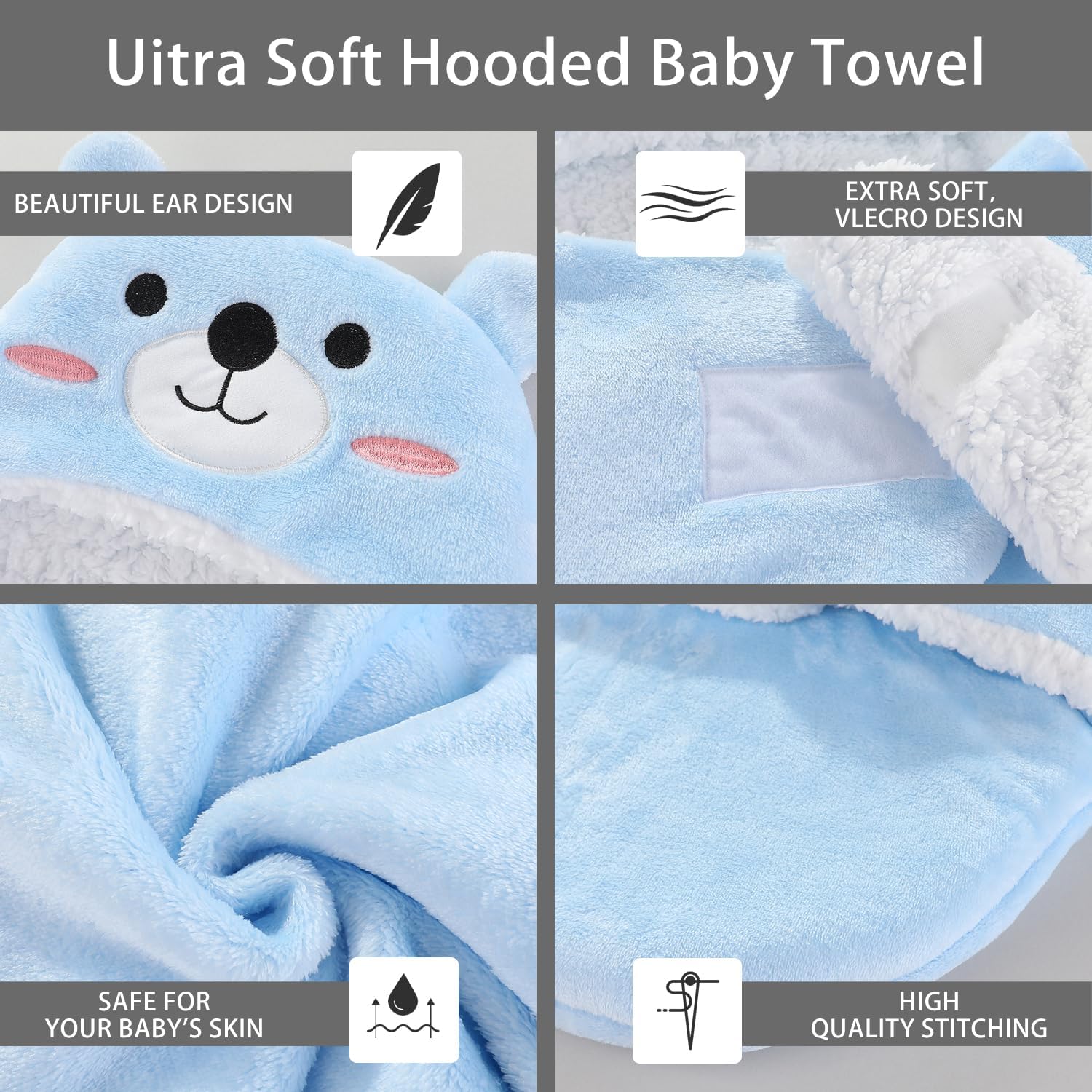 SEVDO Blue Bear Personalized Baby Sleep Sack 0-6 Months