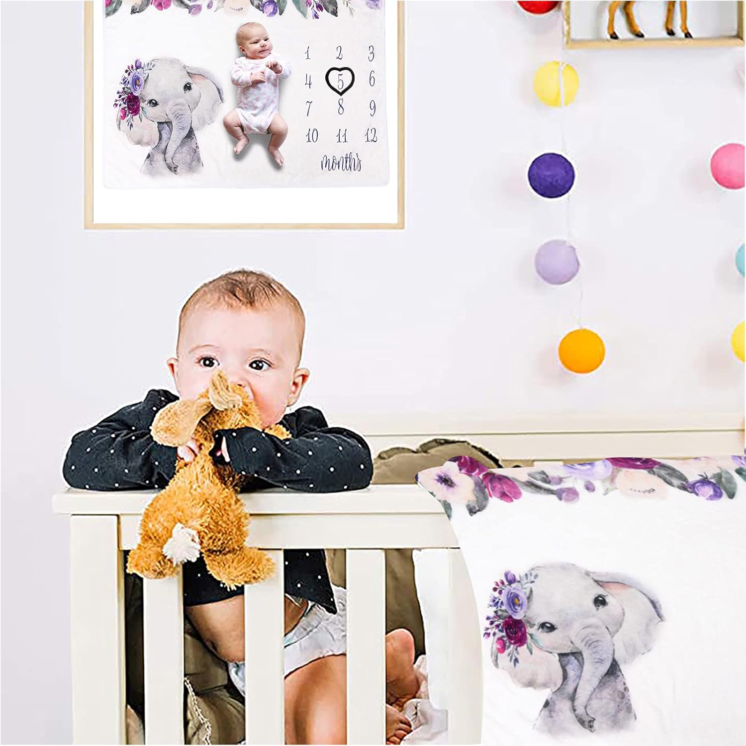 Apone Fatu Elephant Newborn Milestone Blanket