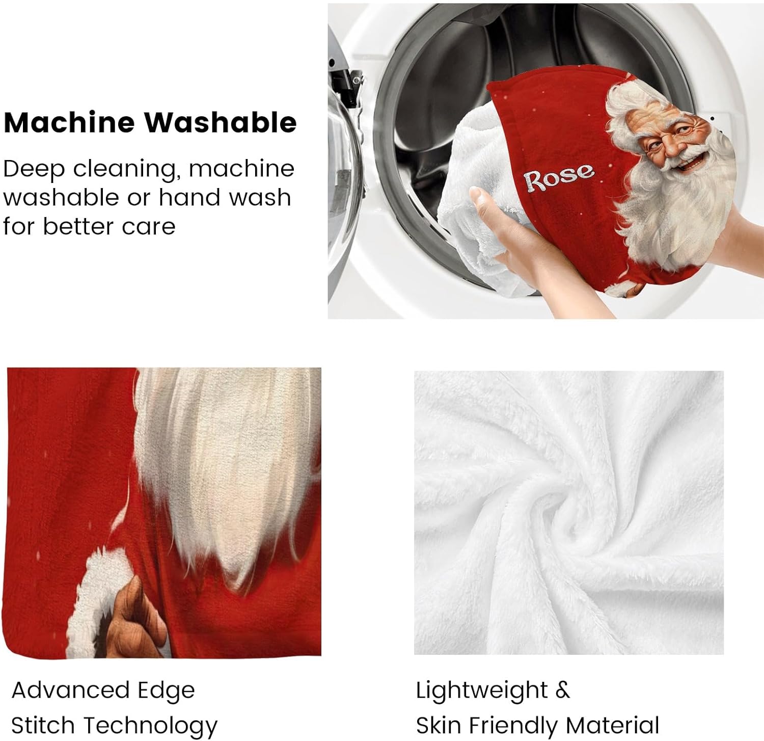 Custom Blanket with Name Text Personalized Santa Claus Swaddling Blanket 30x40inch
