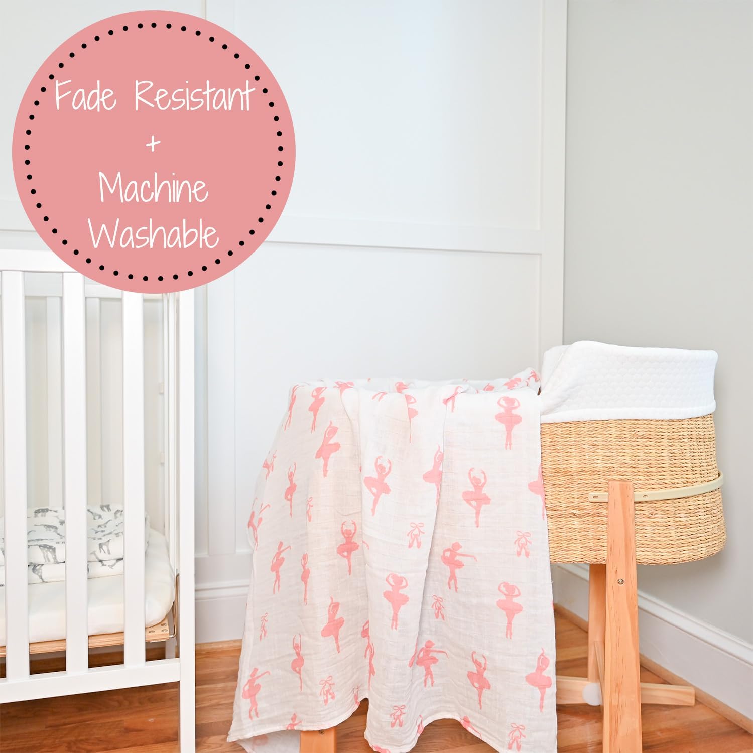 LollyBanks Ballet Print Swaddling Blanket 47x47 Inches