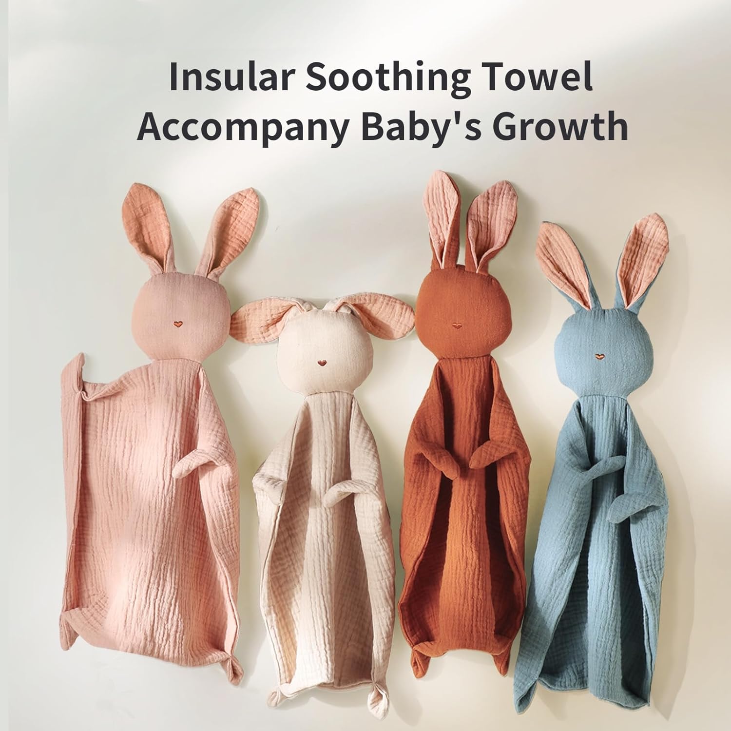 Insular Bunny Lovey Blanket for Babies Organic Cotton Swaddling Blanket Brick Red