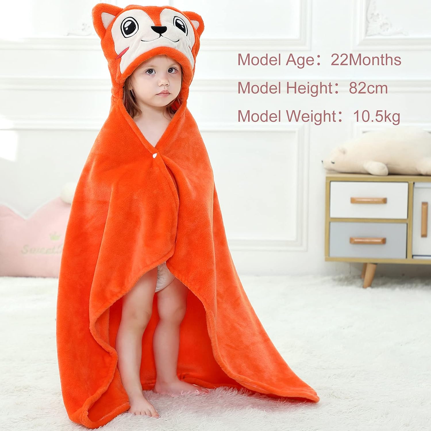 MICHLEY Baby Hooded Swaddling Blanket with Fox Design