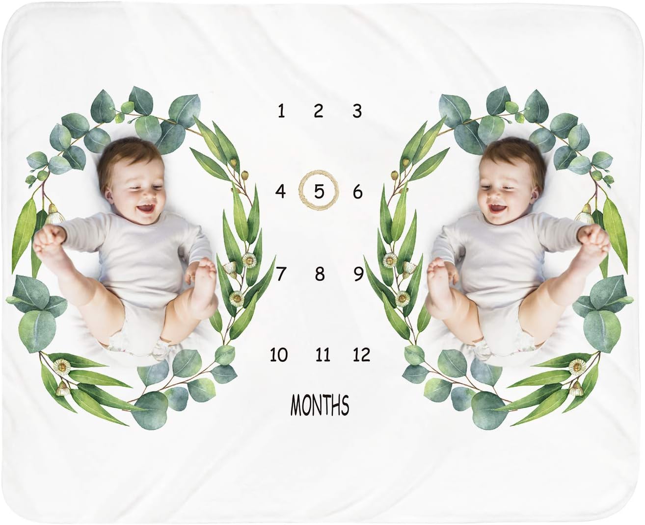 Tebaby Baby Milestone Blanket Twins - 51x40 Unisex Neutral Growth Chart