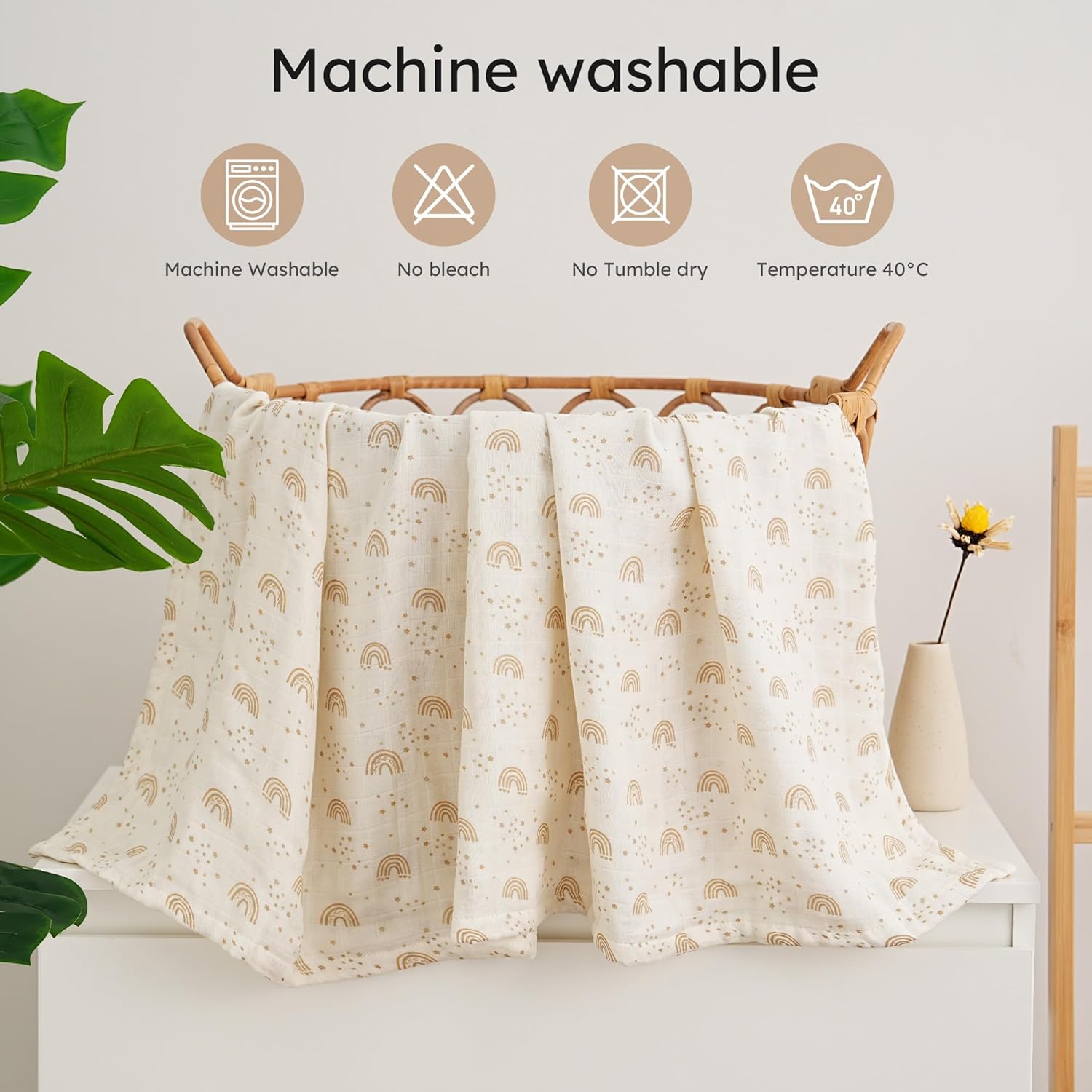 Yoofoss Muslin Swaddle Blankets 4-Pack 47x47 Baby Neutral Wrap