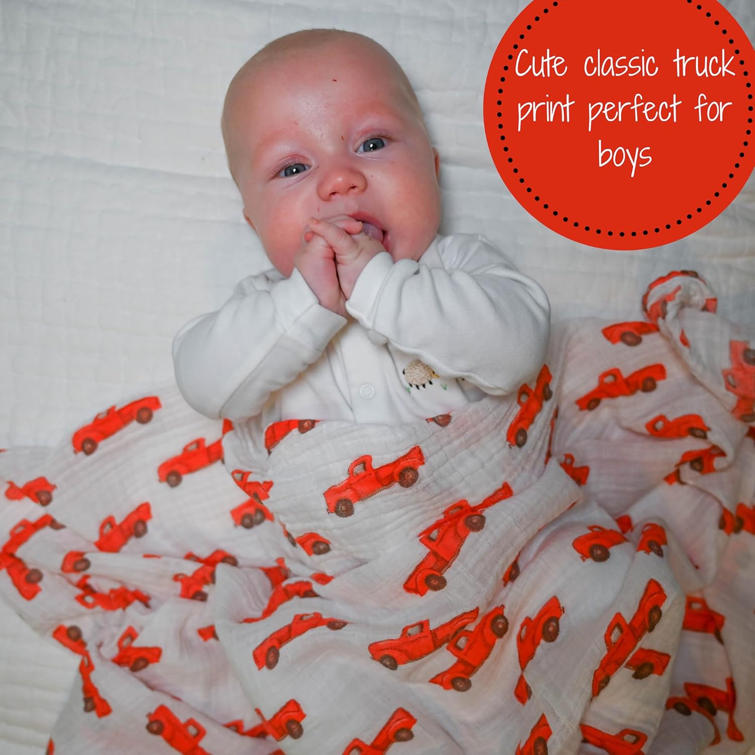 LollyBanks Truck Print Muslin Swaddle Blanket Set