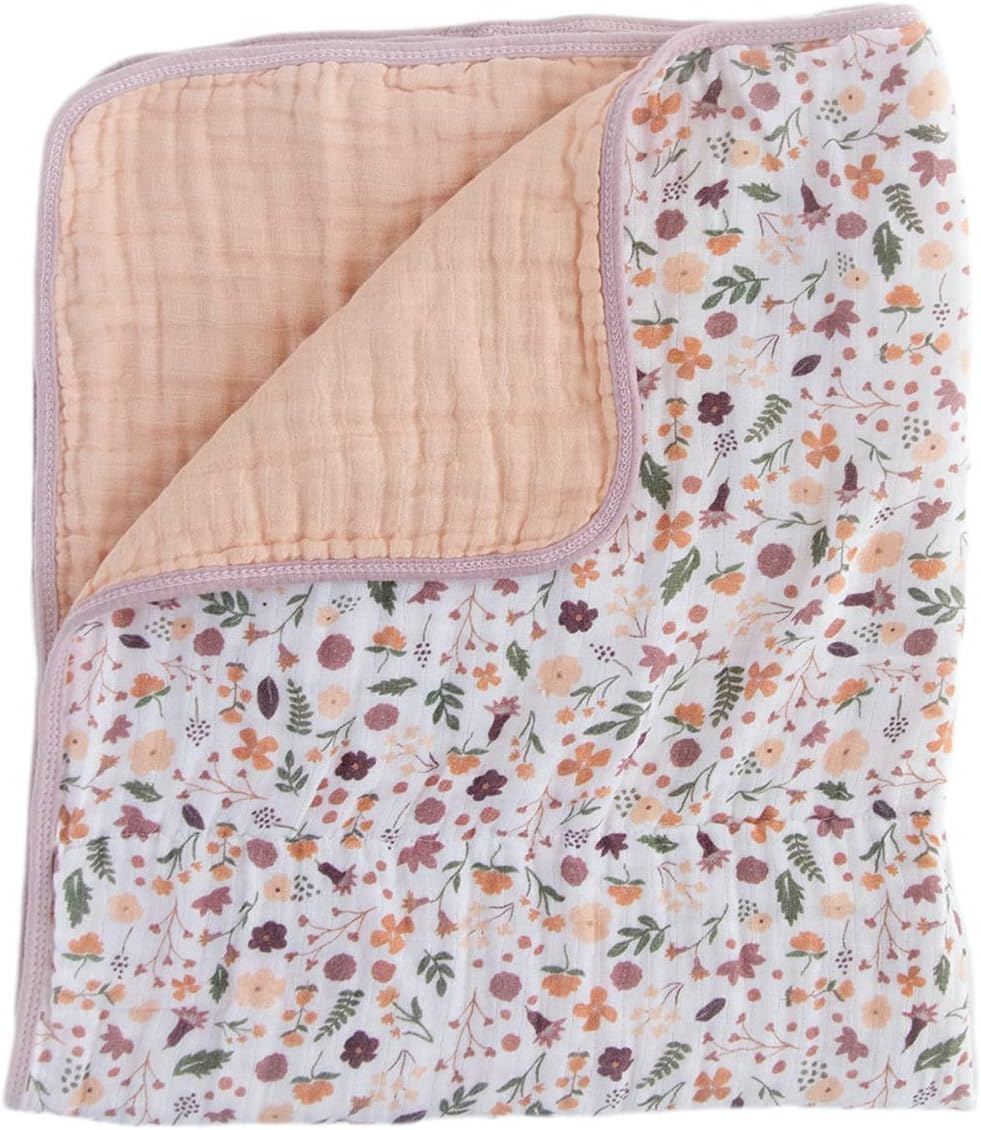 RED ROVR Organic Cotton Muslin Blanket - 30 x 40 Mauve Meadow