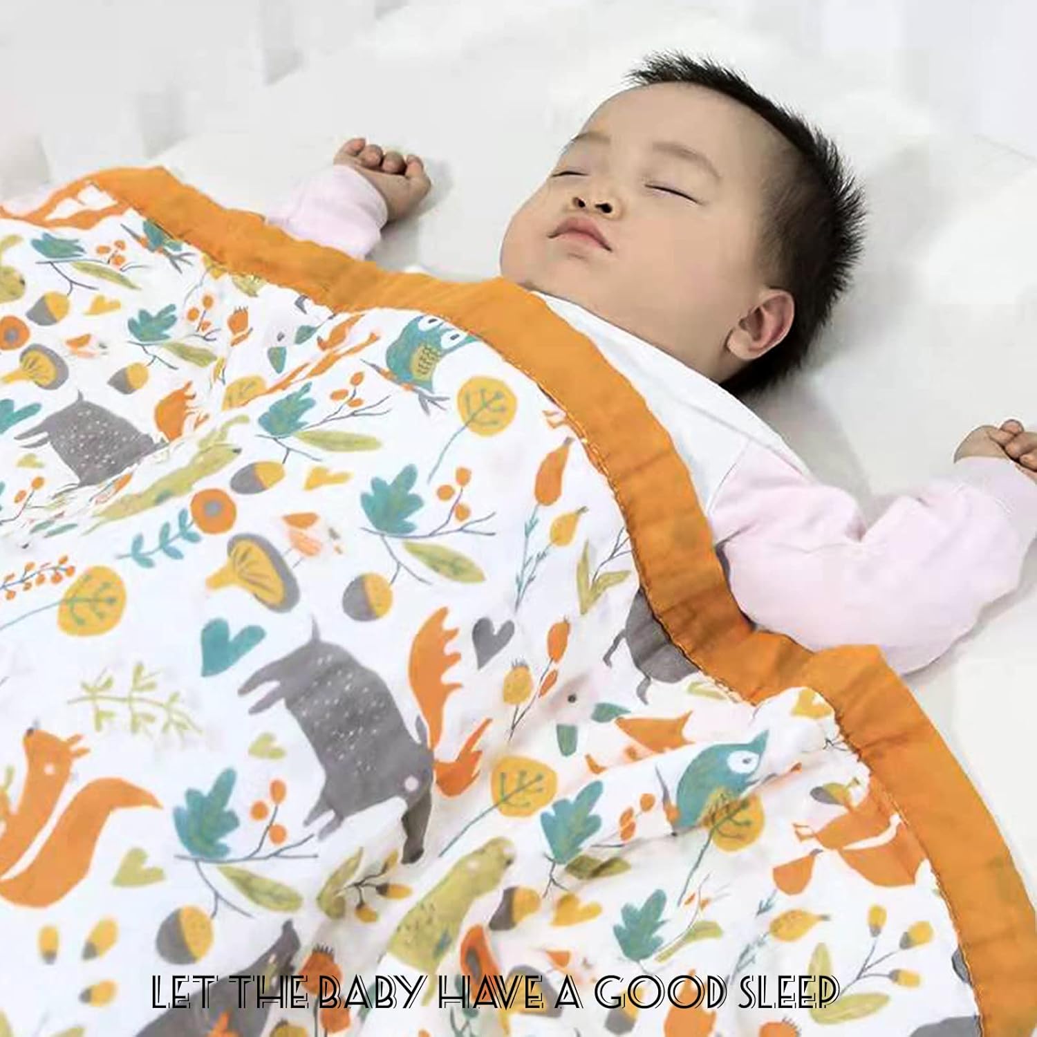 Forest Animals Toddler Blanket - 6 Layers Breathable Muslin Cotton Baby Quilt